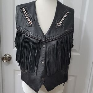 Womens Black Fringe Leather Vest. Biker chic approved.